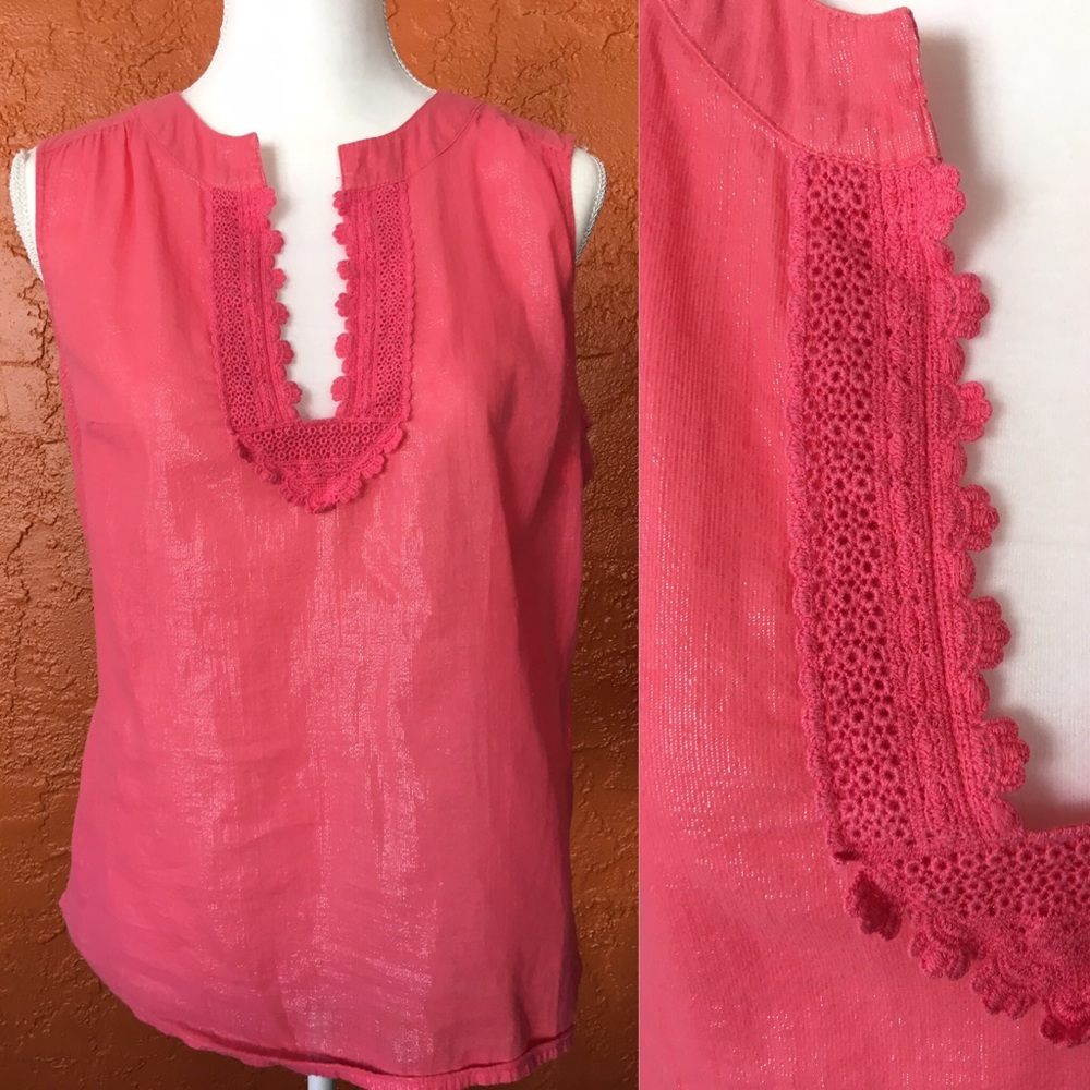 🎉BOGO🎉 Merona Pink Silver Thread Crochet Tank